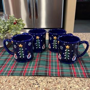 Set of 4 Snowman Mugs Holiday
